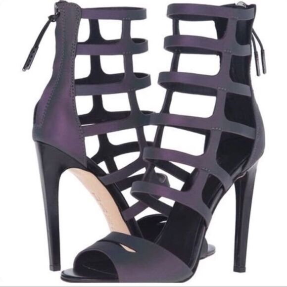 L.A.M.B. Gwen Stefani Oakley iridescent gladiator strappy stiletto heels 6.5 - Picture 4 of 16